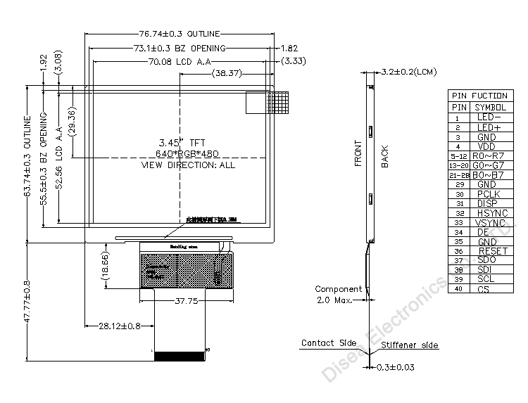 ZW-T035SGV-01 outline drawing