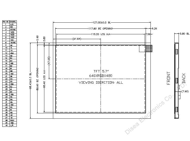 ZW-T057BGEA-01 outline drawing