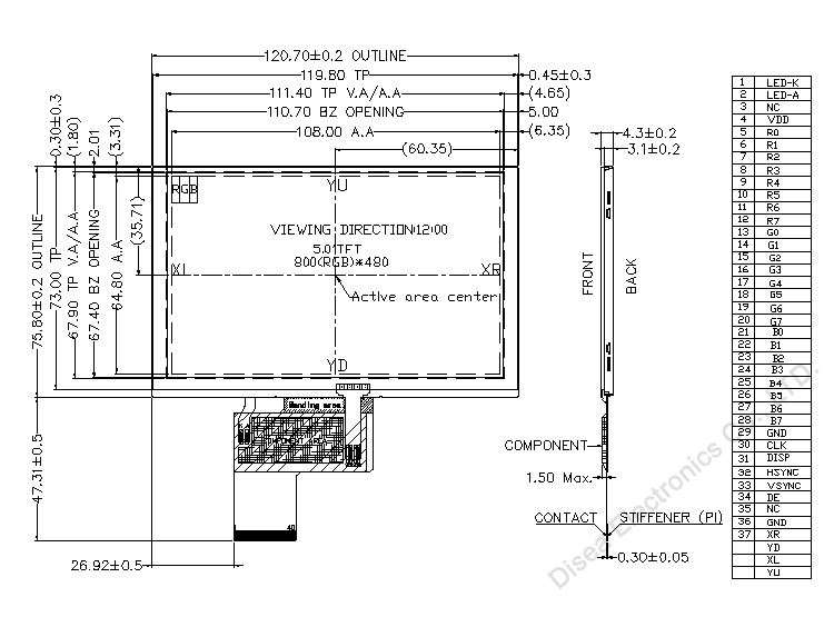 ZW-T050QWH-03P outline drawing