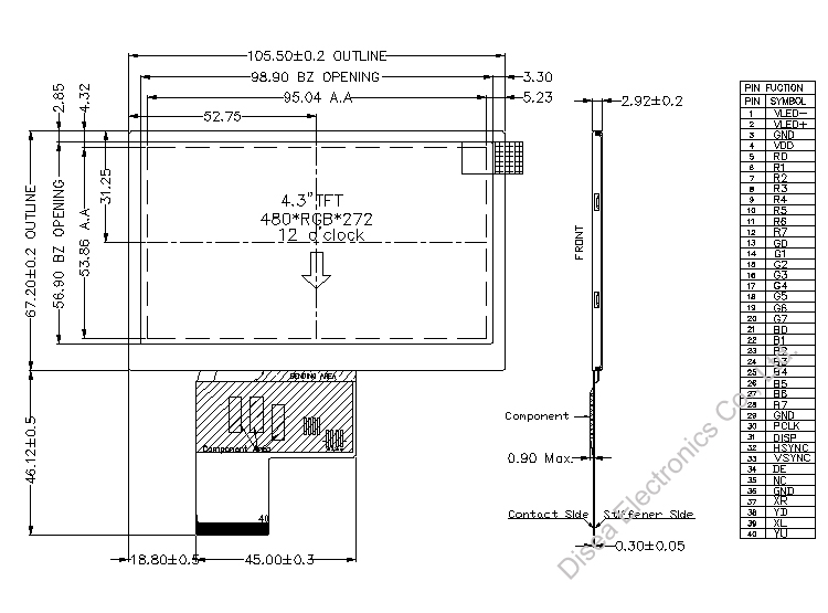 ZW-T043GPHC-13 outline drawing