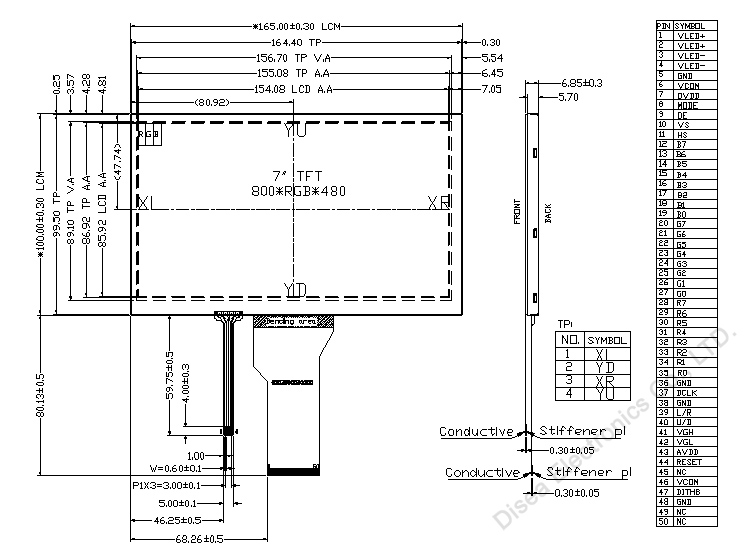 ZW-T070QWH-26P outline drawing